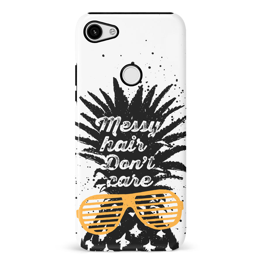 Google Pixel 3 XL Messy Hair Don't Care Phone Case in White