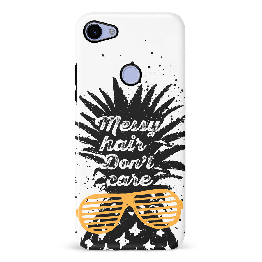 Google Pixel 3A XL Messy Hair Don't Care Phone Case in White