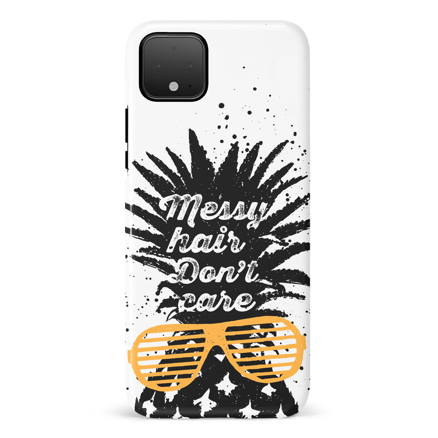 Google Pixel 4 Messy Hair Don't Care Phone Case in White