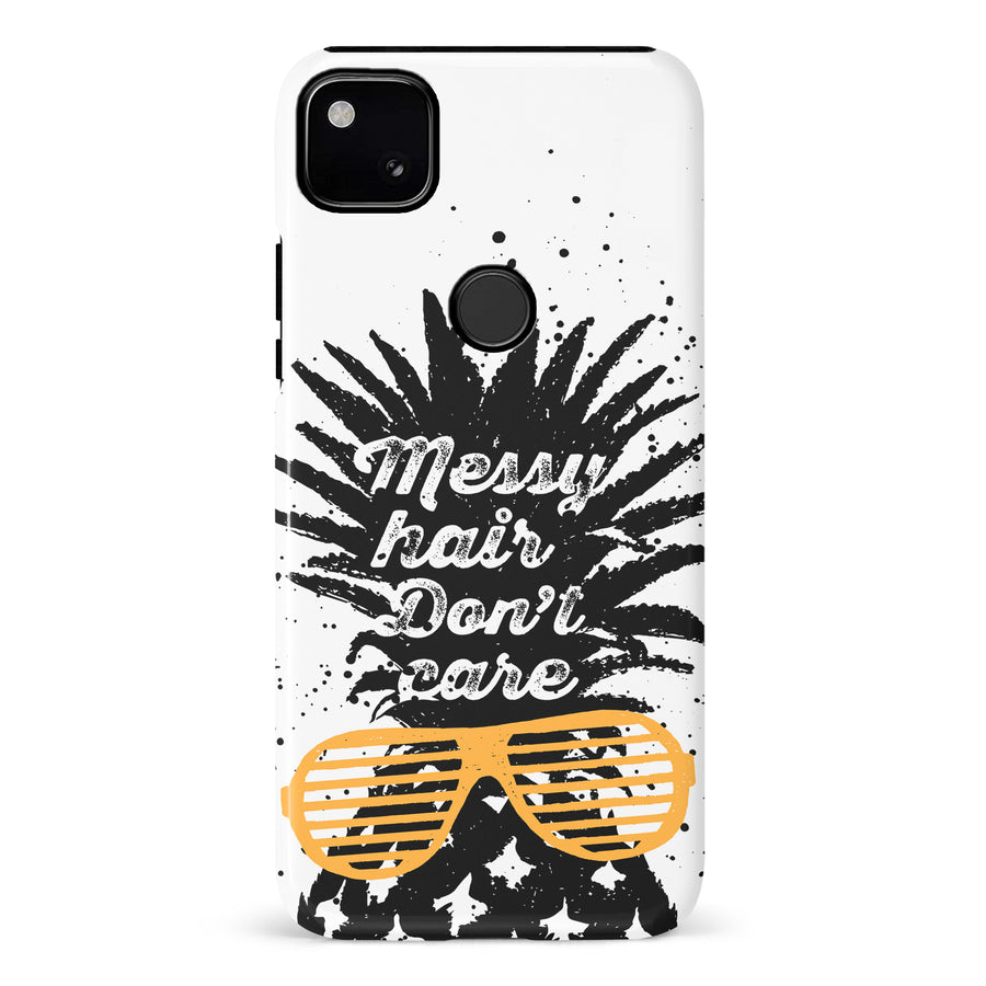 Google Pixel 4A Messy Hair Don't Care Phone Case in White