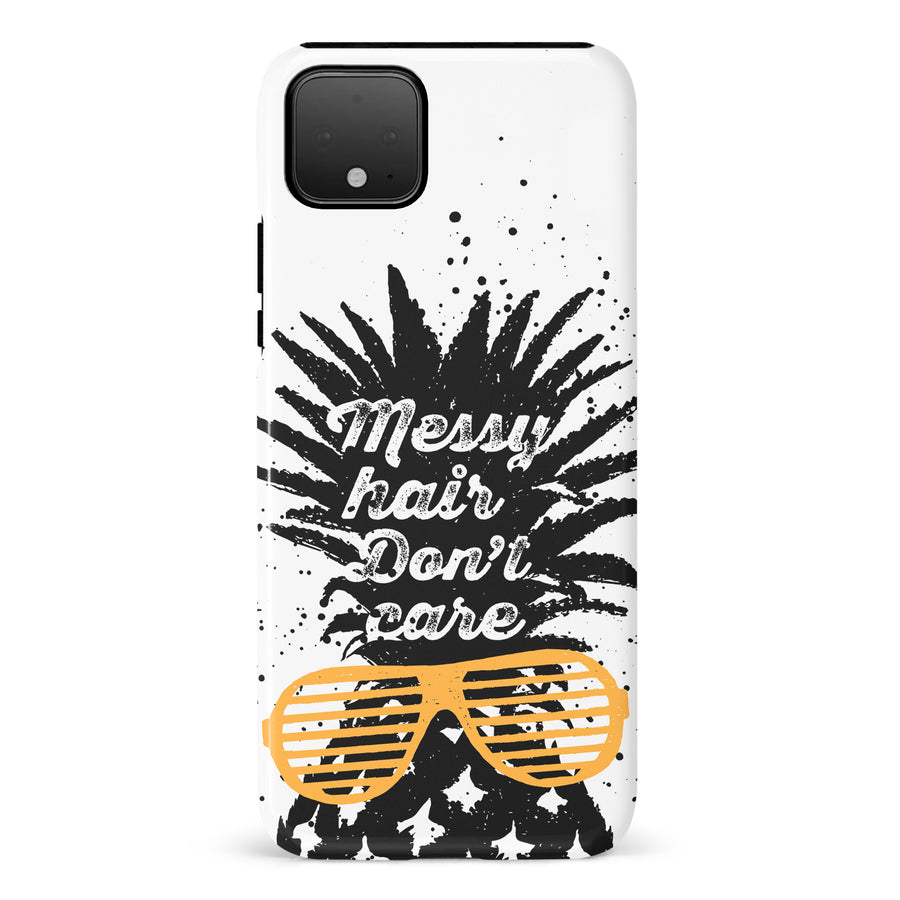 Google Pixel 4 XL Messy Hair Don't Care Phone Case in White