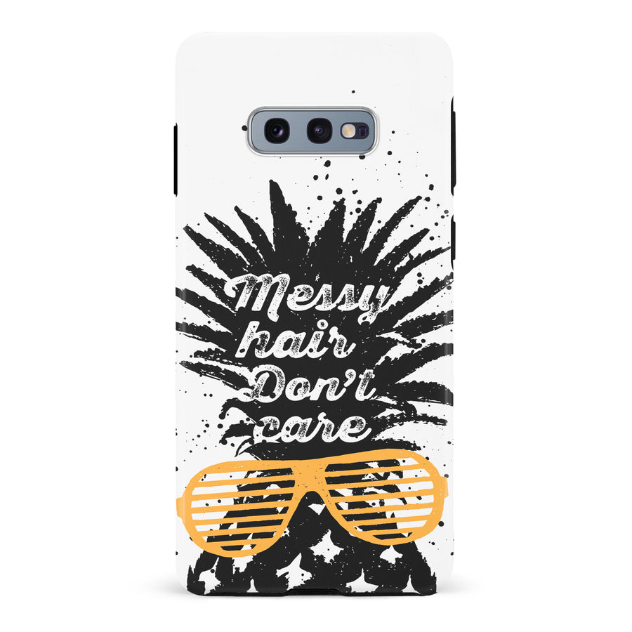 Samsung Galaxy S10e Messy Hair Don't Care Phone Case in White