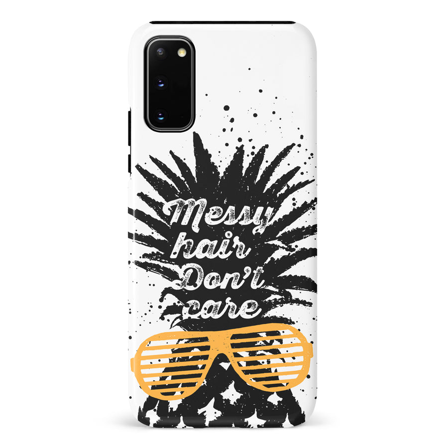 Samsung Galaxy S20 Messy Hair Don't Care Phone Case in White