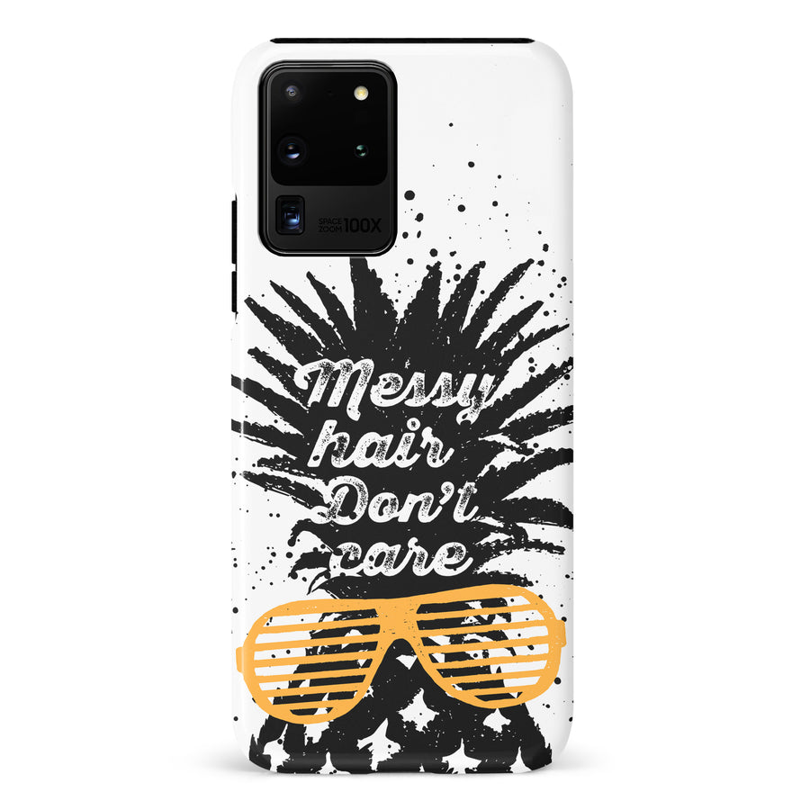 Samsung Galaxy S20 Ultra Messy Hair Don't Care Phone Case in White
