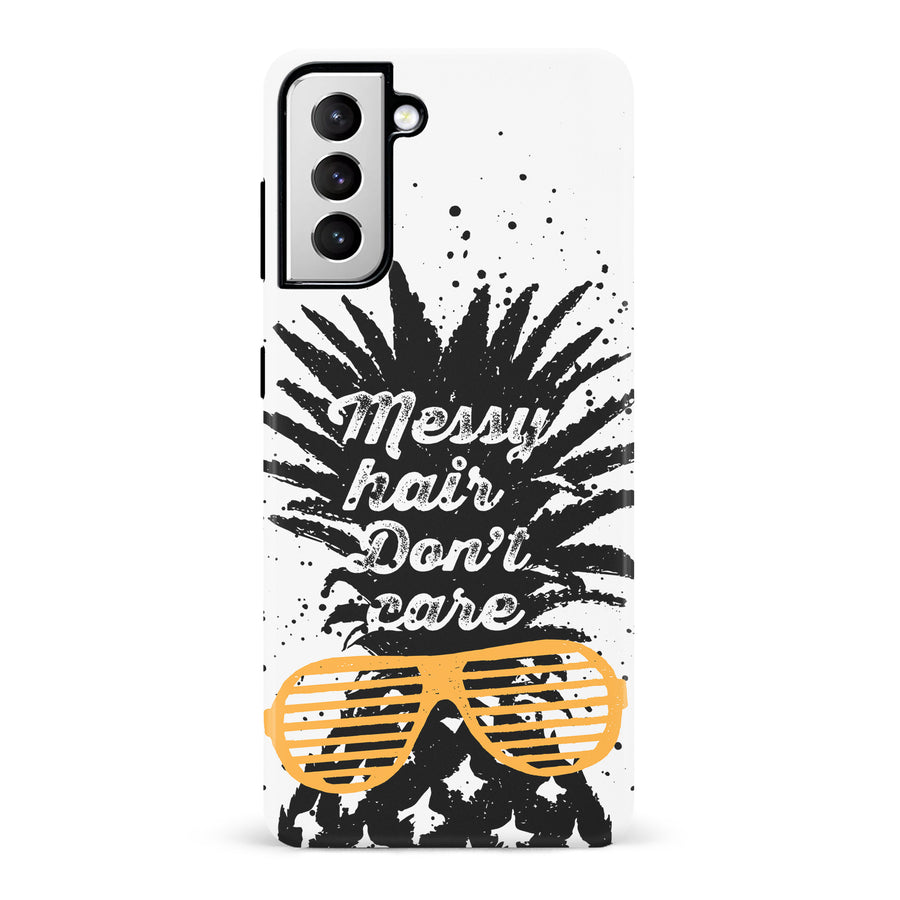 Samsung Galaxy S21 Messy Hair Don't Care Phone Case in White