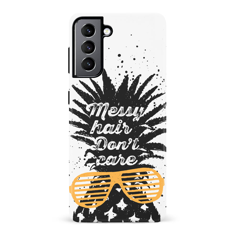 Samsung Galaxy S22 Messy Hair Don't Care Phone Case in White