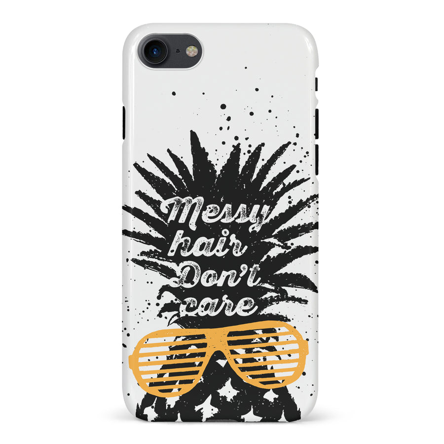 iPhone 7/8/SE Messy Hair Don't Care Phone Case in White
