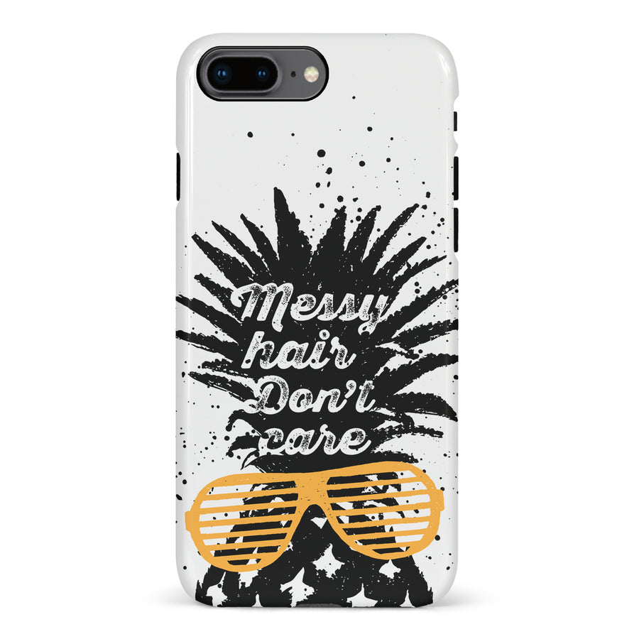 iPhone 8 Plus Messy Hair Don't Care Phone Case in White