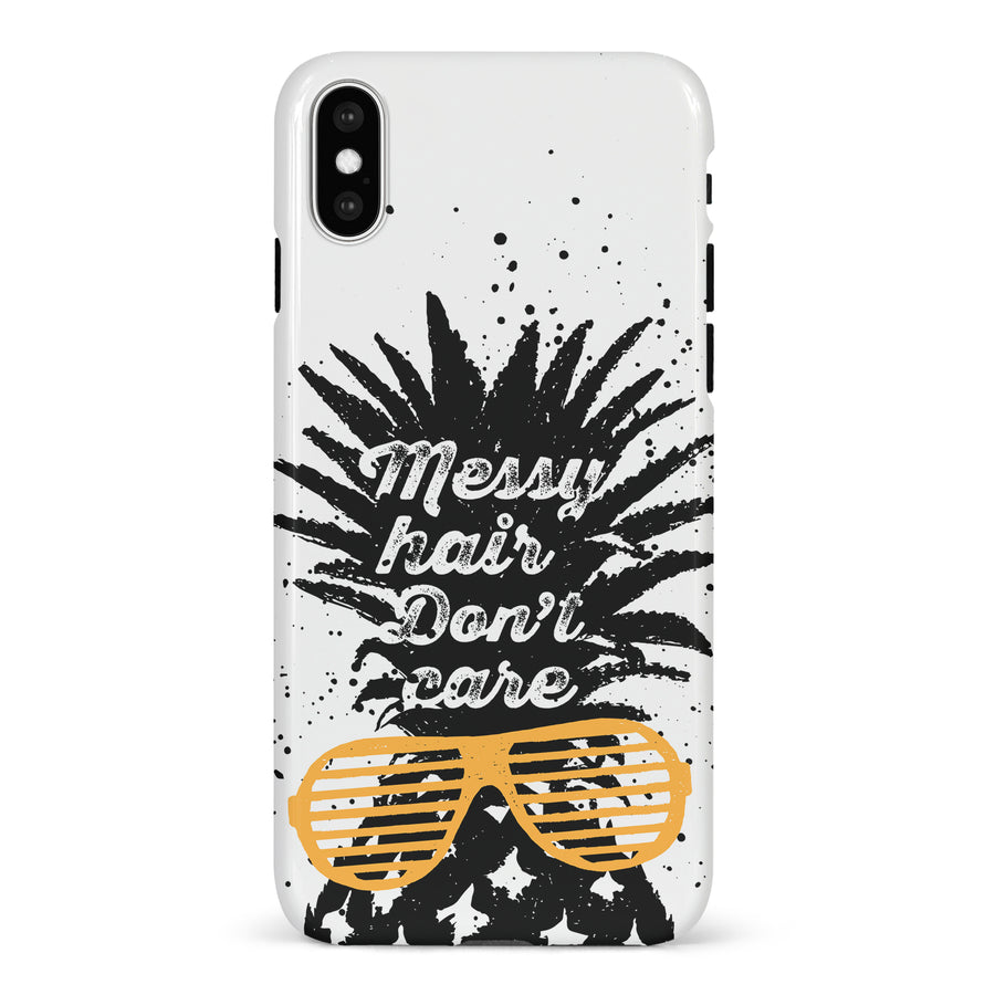 iPhone X/XS Messy Hair Don't Care Phone Case in White
