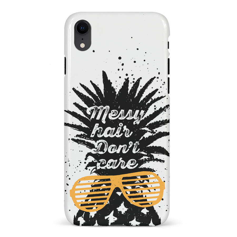 iPhone XR Messy Hair Don't Care Phone Case in White