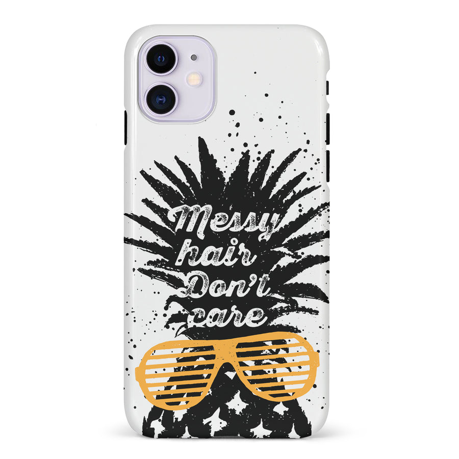 iPhone 11 Messy Hair Don't Care Phone Case in White