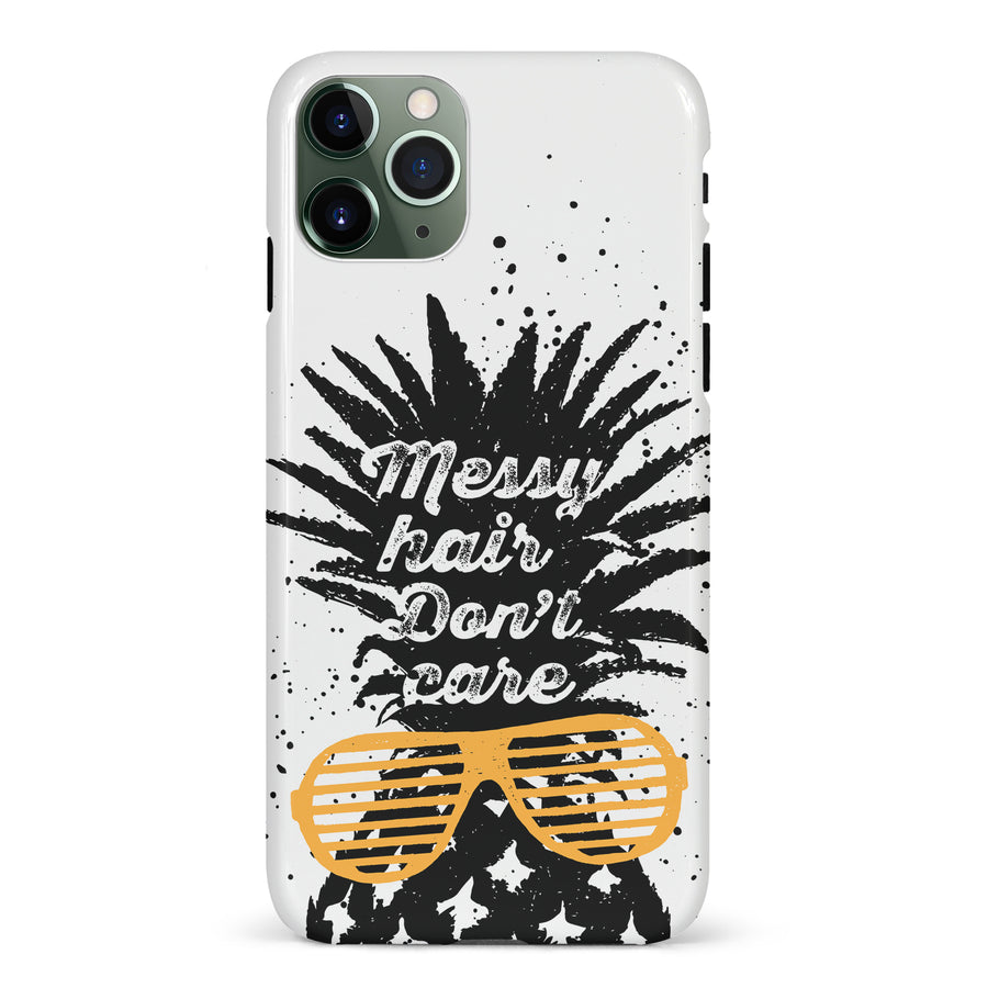 iPhone 11 Pro Messy Hair Don't Care Phone Case in White