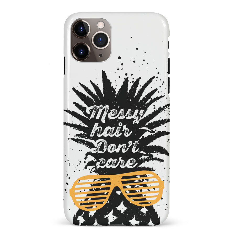 iPhone 11 Pro Max Messy Hair Don't Care Phone Case in White