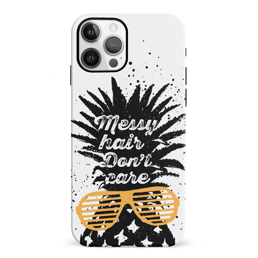 iPhone 12 Messy Hair Don't Care Phone Case in White