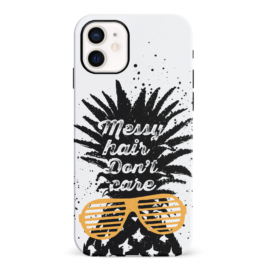 iPhone 12 Mini Messy Hair Don't Care Phone Case in White