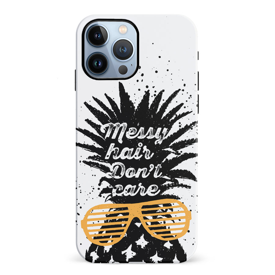 iPhone 12 Pro Messy Hair Don't Care Phone Case in White