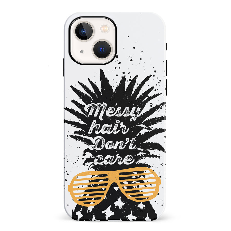 iPhone 13 Messy Hair Don't Care Phone Case in White