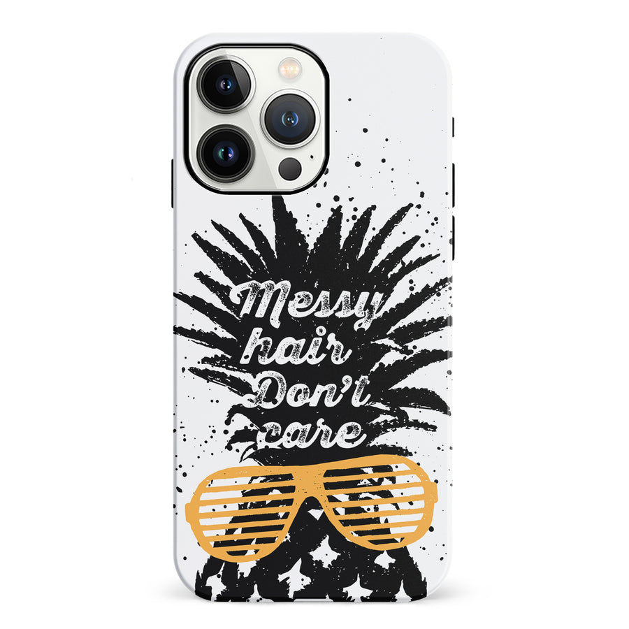 iPhone 13 Pro Messy Hair Don't Care Phone Case in White