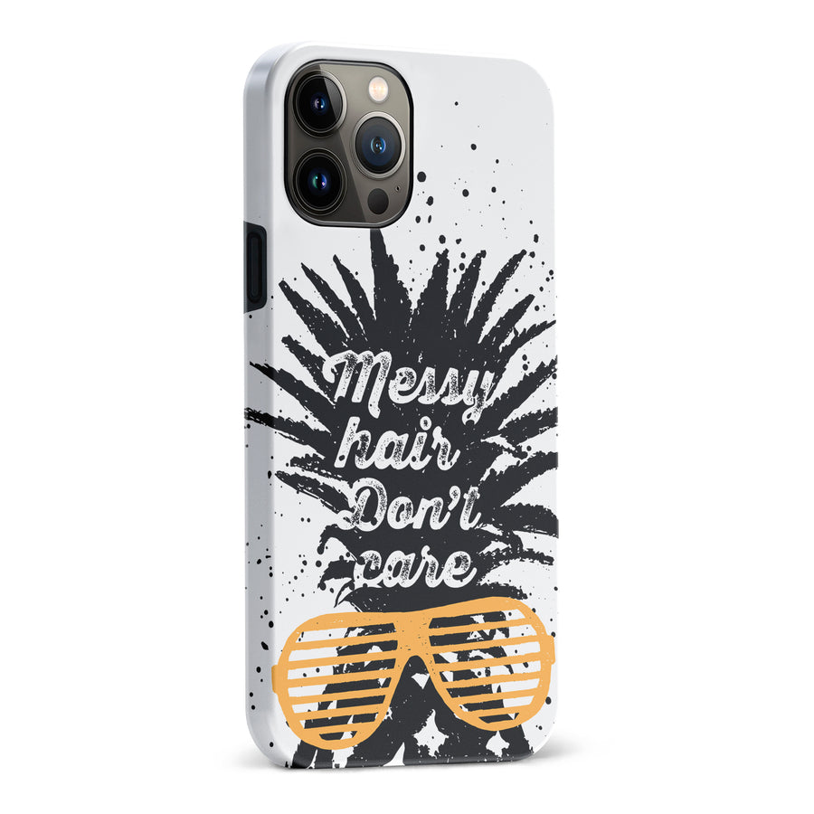iPhone 13 Pro Max Messy Hair Don't Care Phone Case in White