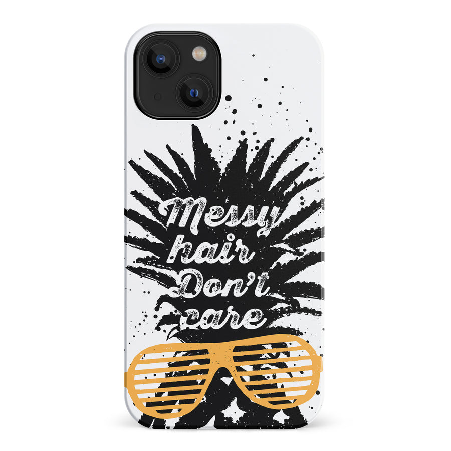 iPhone 14 Messy Hair Don't Care Phone Case in White