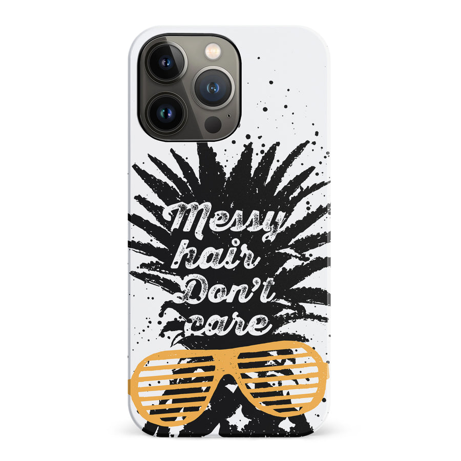 iPhone 14 Pro Messy Hair Don't Care Phone Case in White