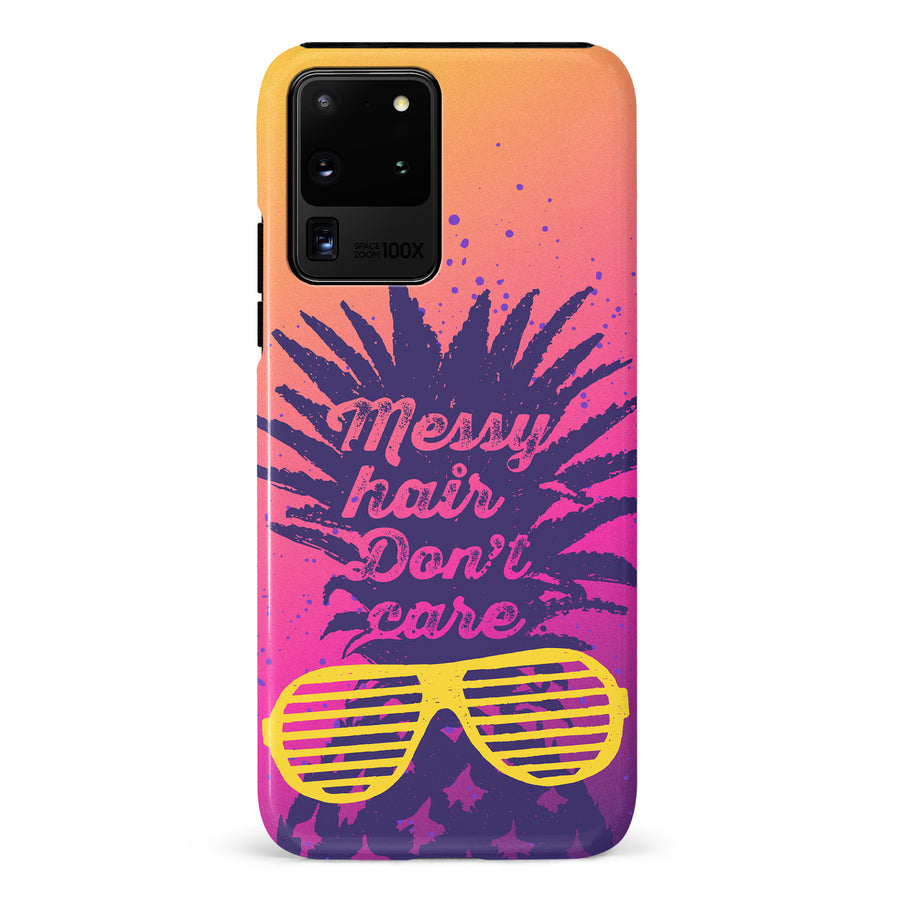 Samsung Galaxy S20 Ultra Messy Hair Don't Care Phone Case in Magenta/Orange