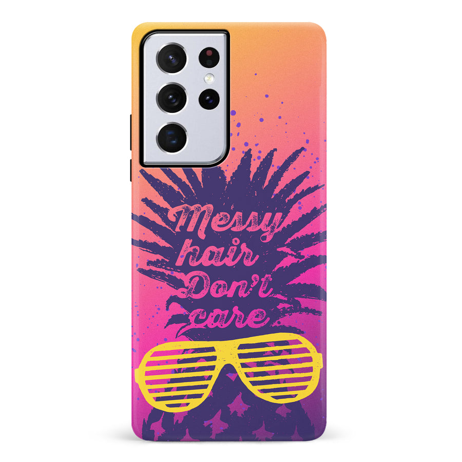 Samsung Galaxy S21 Ultra Messy Hair Don't Care Phone Case in Magenta/Orange
