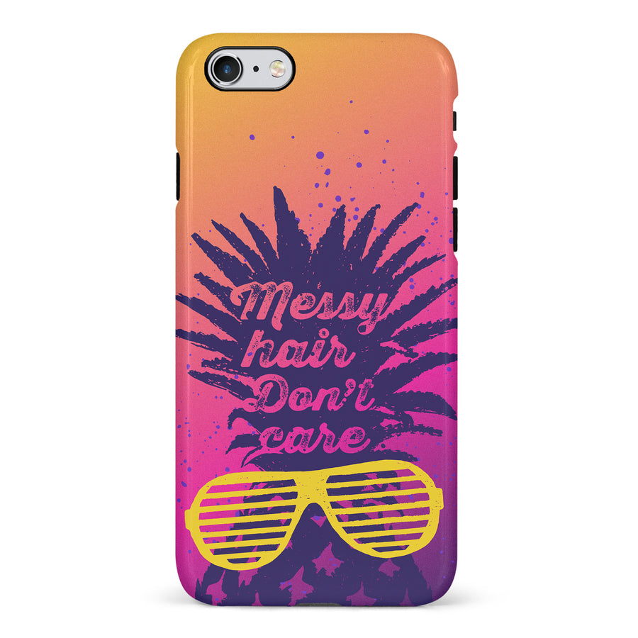 iPhone 6 Messy Hair Don't Care Phone Case in Magenta/Orange
