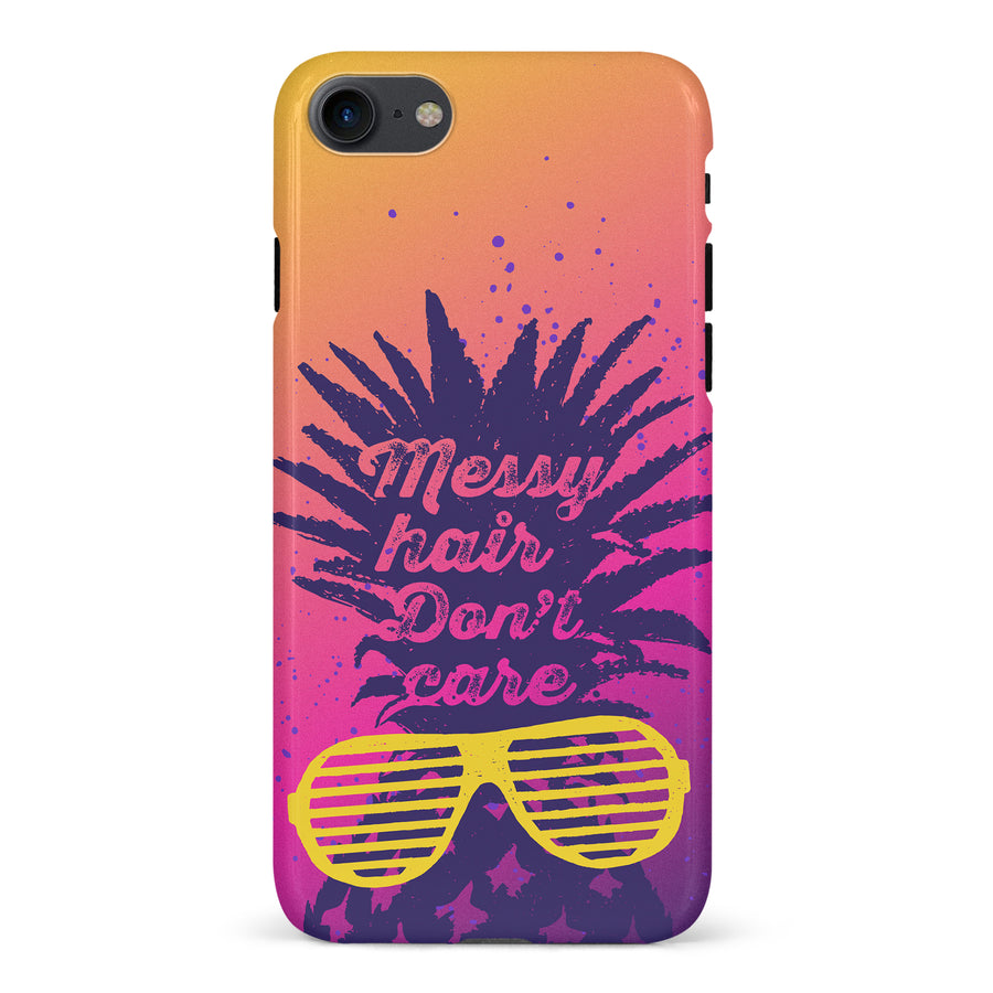 iPhone 7/8/SE Messy Hair Don't Care Phone Case in Magenta/Orange