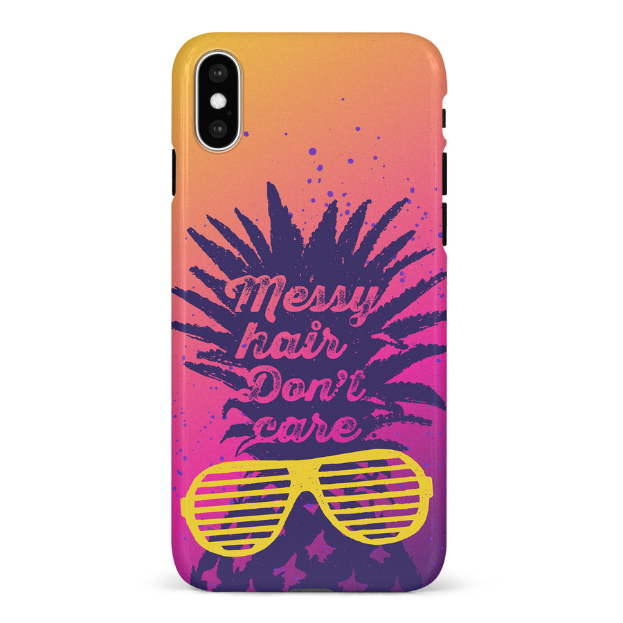 iPhone X/XS Messy Hair Don't Care Phone Case in Magenta/Orange
