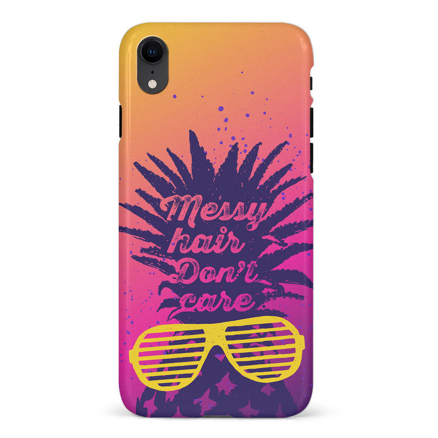 iPhone XR Messy Hair Don't Care Phone Case in Magenta/Orange
