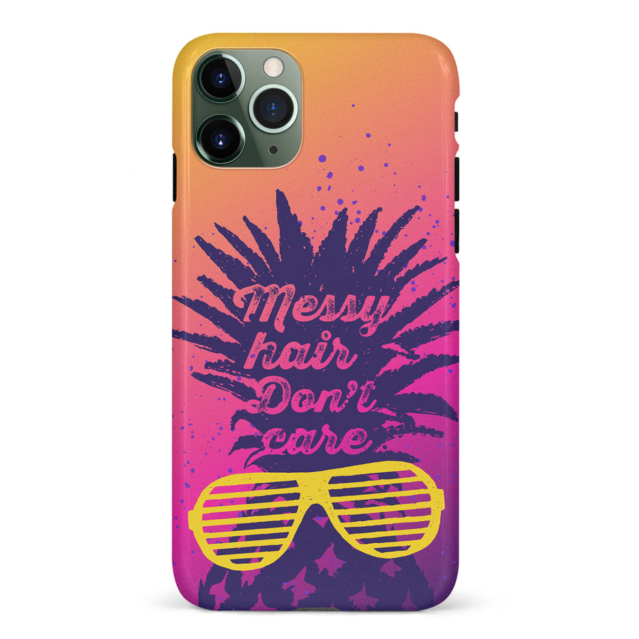 iPhone 11 Pro Messy Hair Don't Care Phone Case in Magenta/Orange