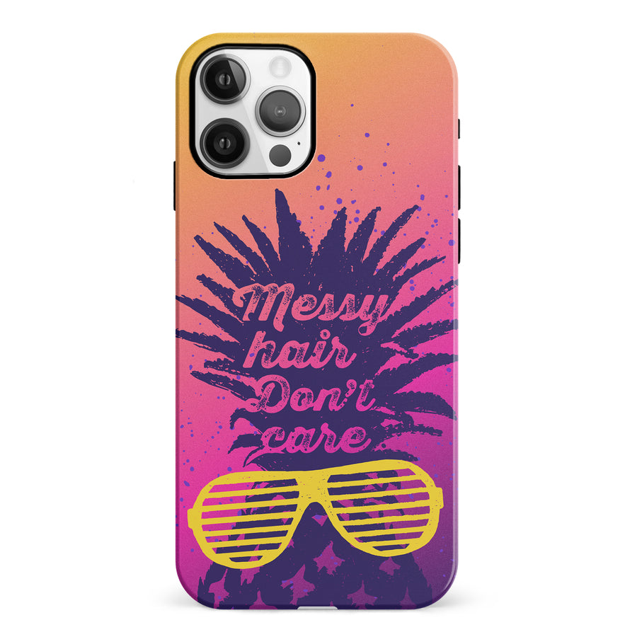 iPhone 12 Messy Hair Don't Care Phone Case in Magenta/Orange