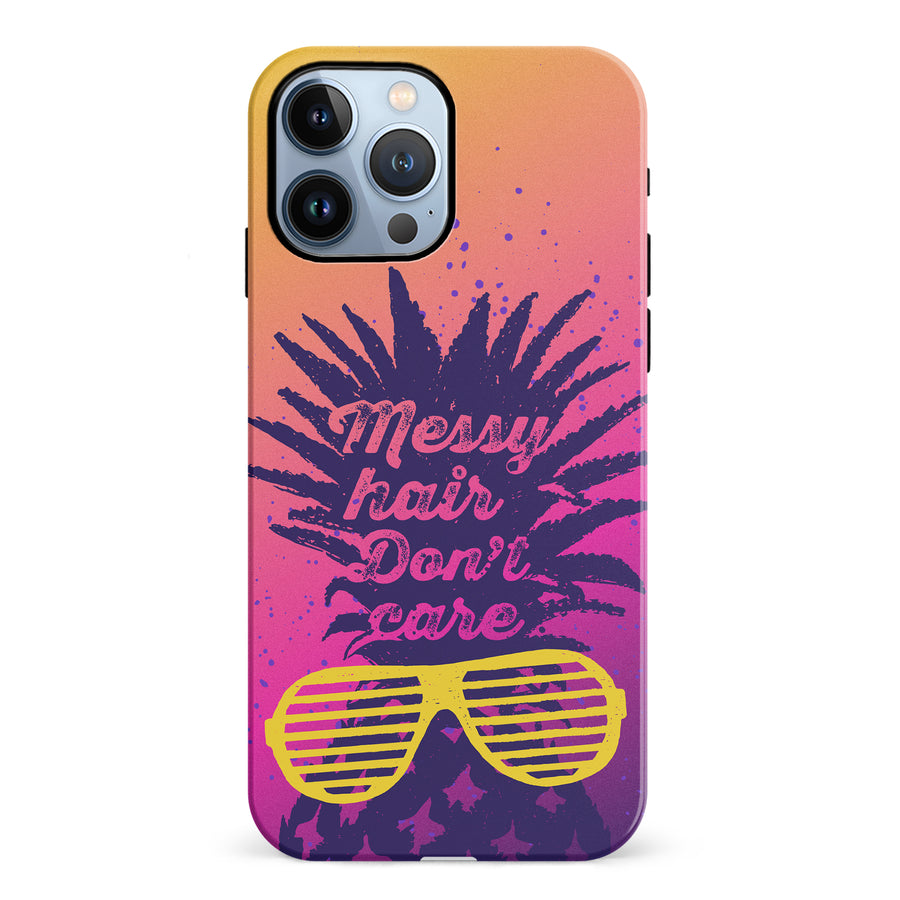 iPhone 12 Pro Messy Hair Don't Care Phone Case in Magenta/Orange
