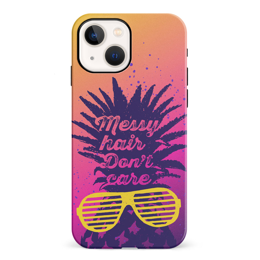 iPhone 13 Messy Hair Don't Care Phone Case in Magenta/Orange