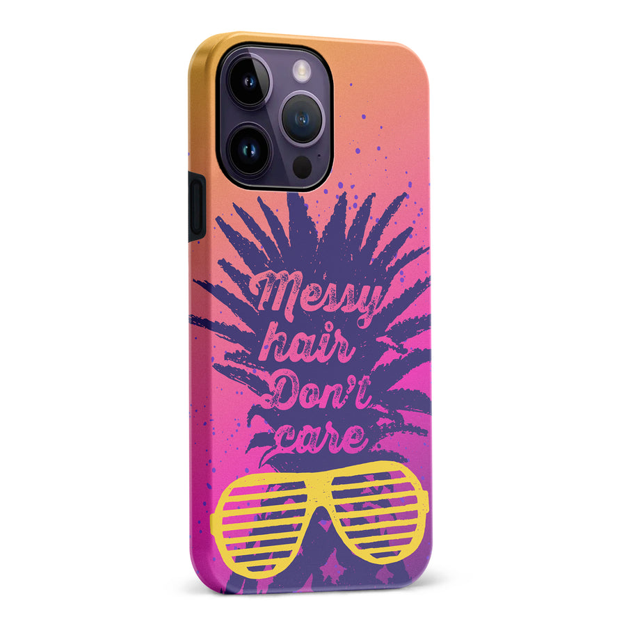 iPhone 14 Pro Max Messy Hair Don't Care Phone Case in Magenta/Orange