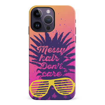 iPhone 14 Pro Max Messy Hair Don't Care Phone Case in Magenta/Orange