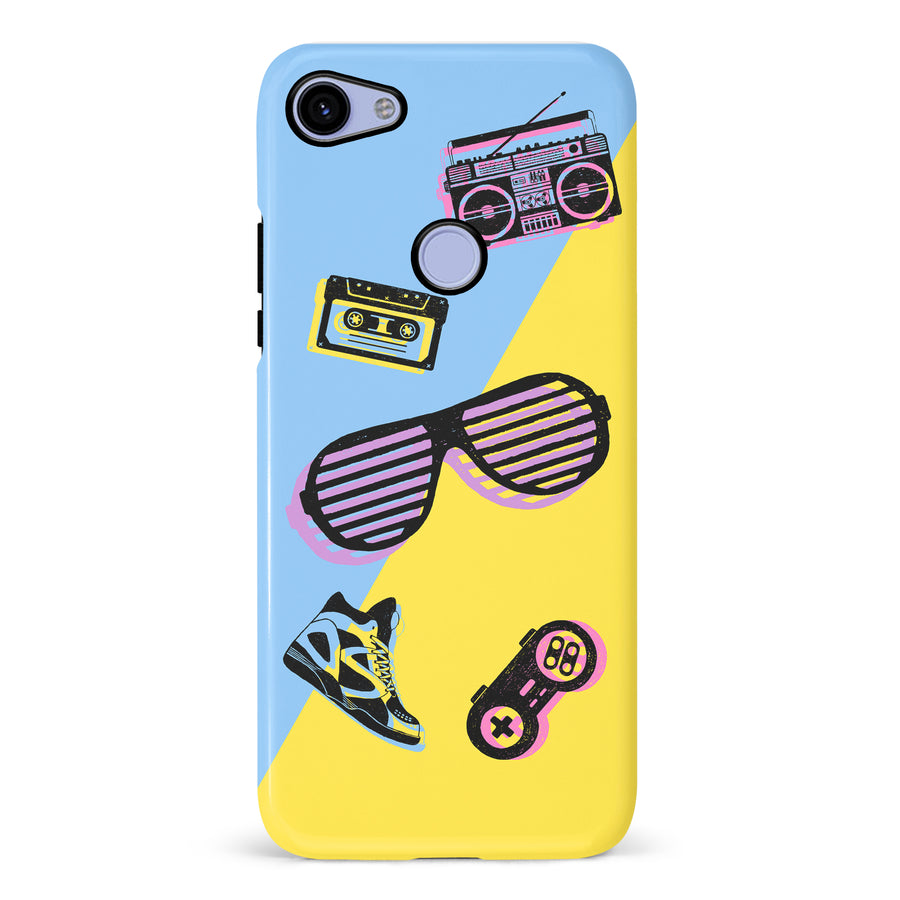 Google Pixel 3A XL The Rad 90's Phone Case in Blue/Yellow