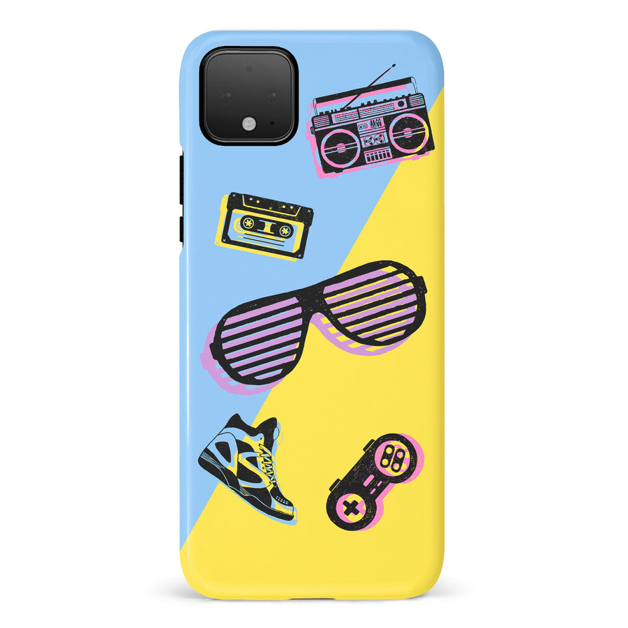 Google Pixel 4 The Rad 90's Phone Case in Blue/Yellow