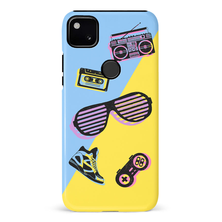 Google Pixel 4A The Rad 90's Phone Case in Blue/Yellow