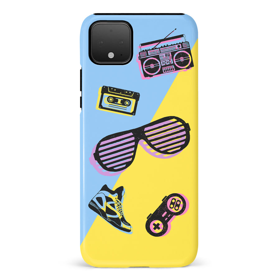 Google Pixel 4 XL The Rad 90's Phone Case in Blue/Yellow