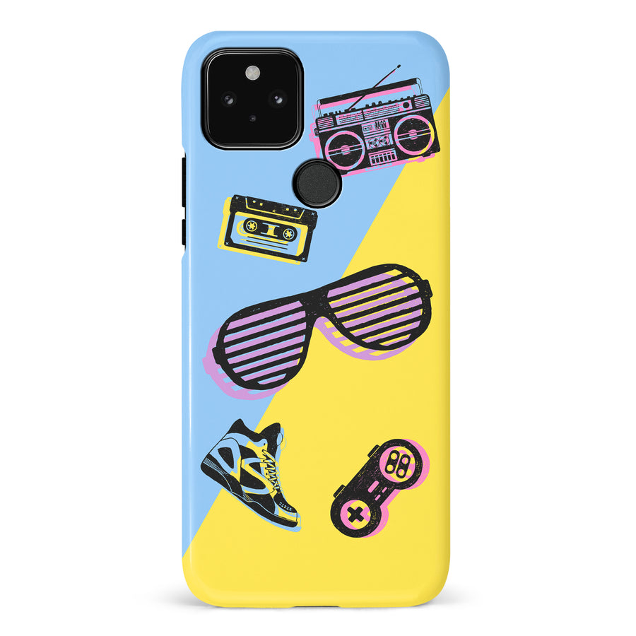 Google Pixel 5 The Rad 90's Phone Case in Blue/Yellow