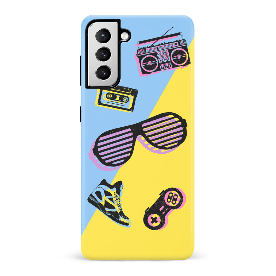 Samsung Galaxy S21 The Rad 90's Phone Case in Blue/Yellow
