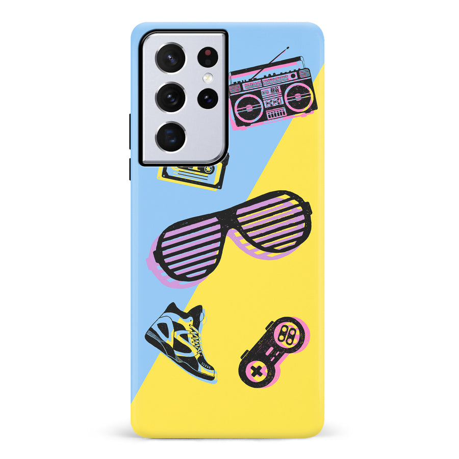 Samsung Galaxy S21 Ultra The Rad 90's Phone Case in Blue/Yellow