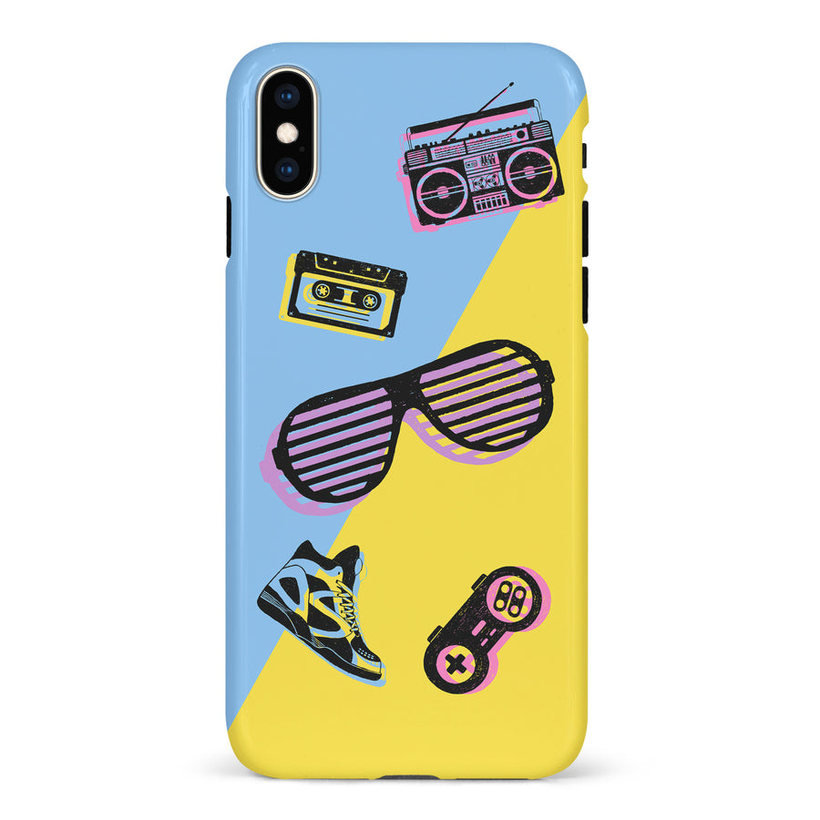 iPhone XS Max The Rad 90's Phone Case in Blue/Yellow