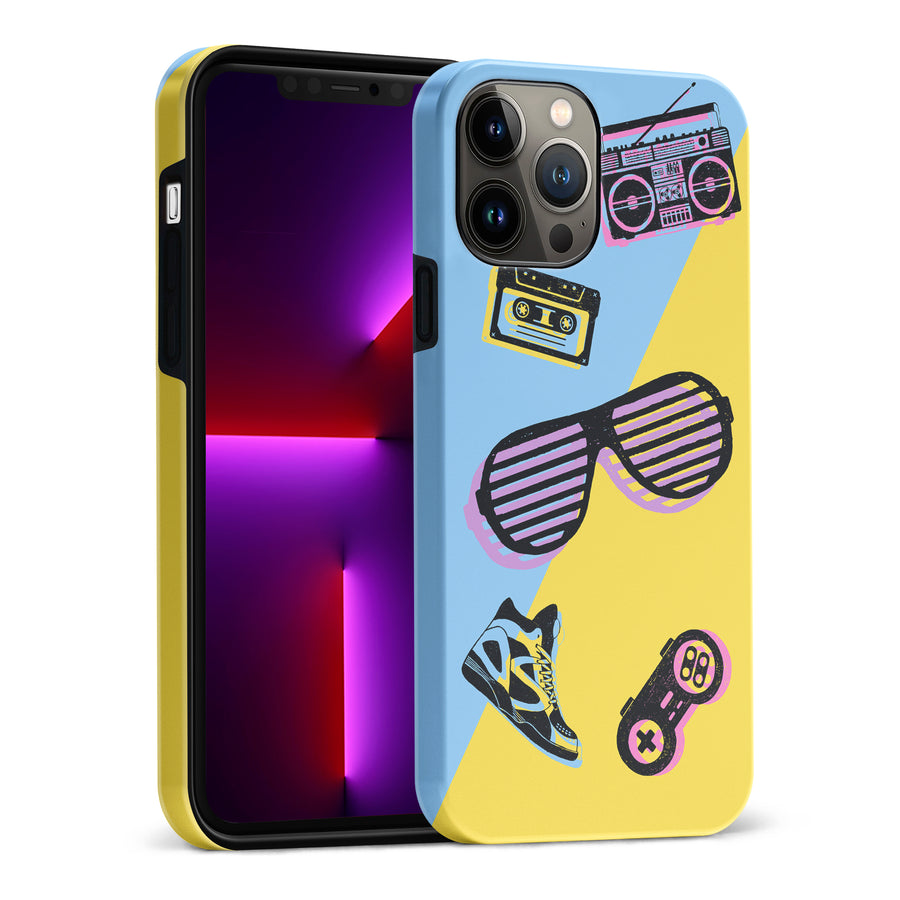 iPhone 13 Pro Max The Rad 90's Phone Case in Blue/Yellow