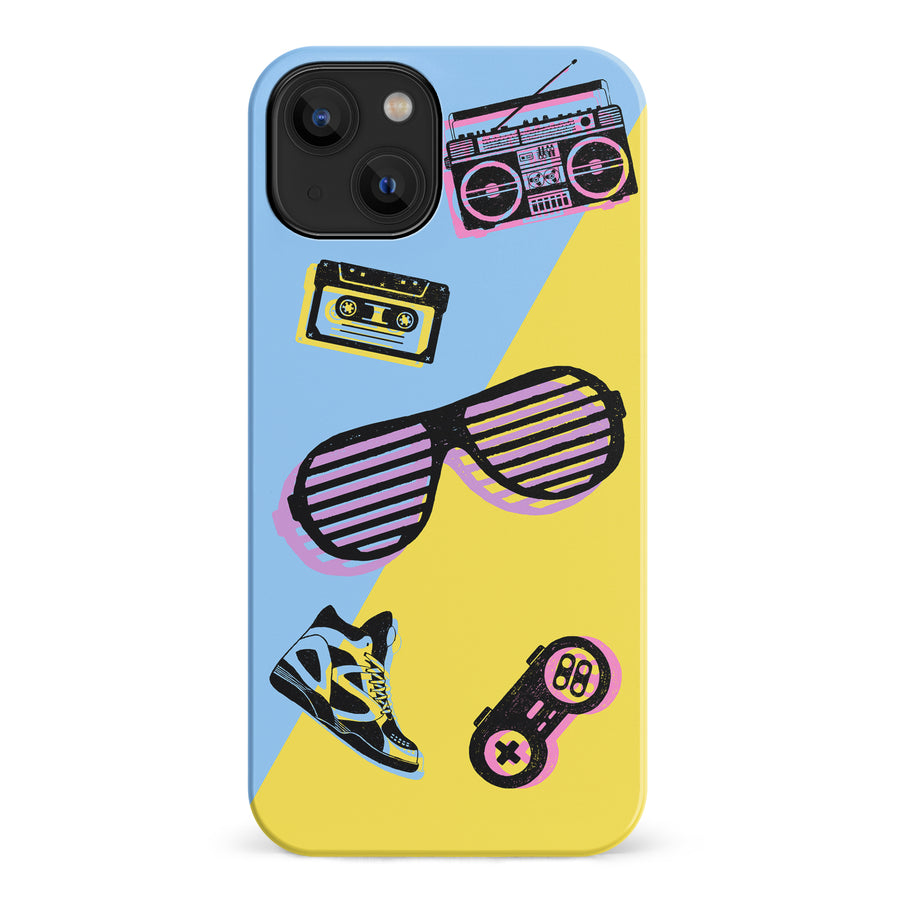 iPhone 14 The Rad 90's Phone Case in Blue/Yellow