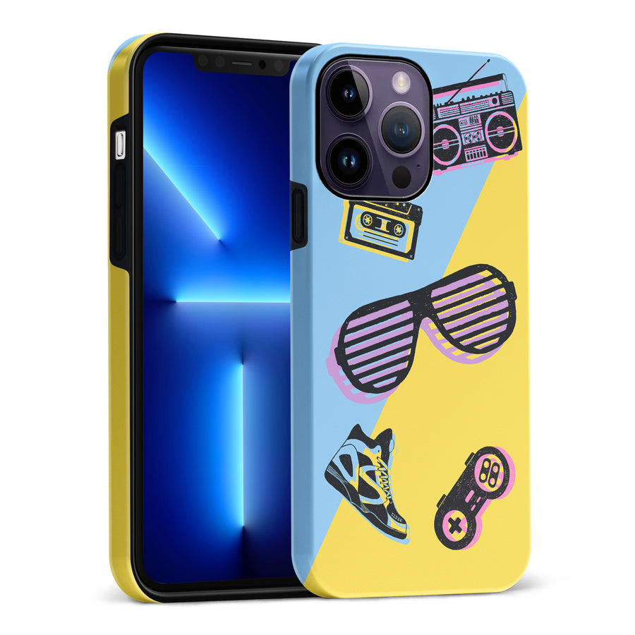 iPhone 14 Pro Max The Rad 90's Phone Case in Blue/Yellow