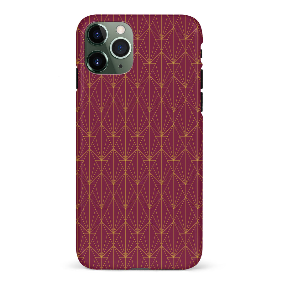 iPhone 11 Pro Showcase Art Deco Phone Case in Maroon