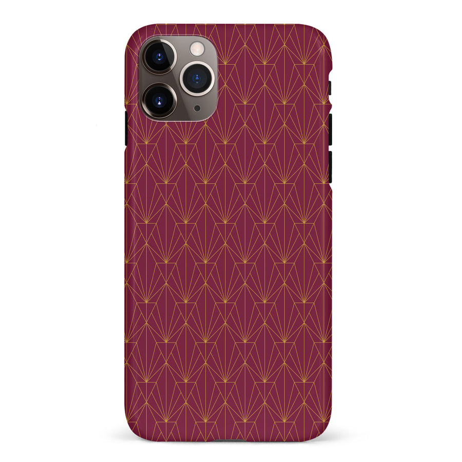 iPhone 11 Pro Max Showcase Art Deco Phone Case in Maroon